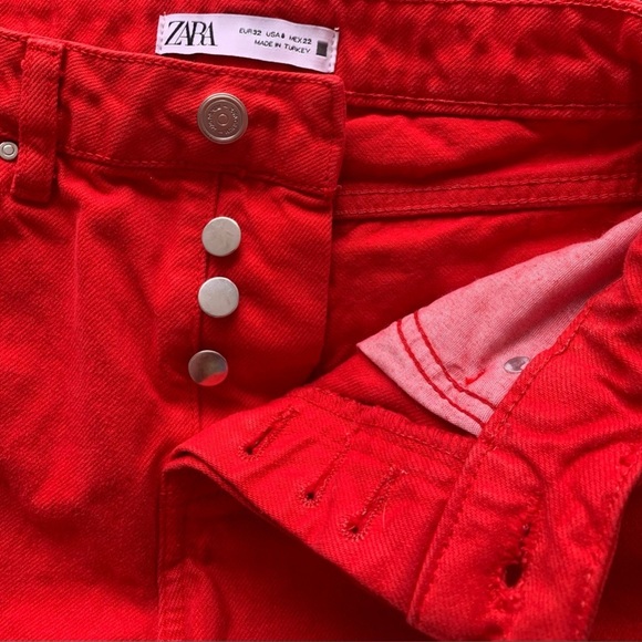 Red Wide Leg Denim Pants from Zara - Picture 3 of 4